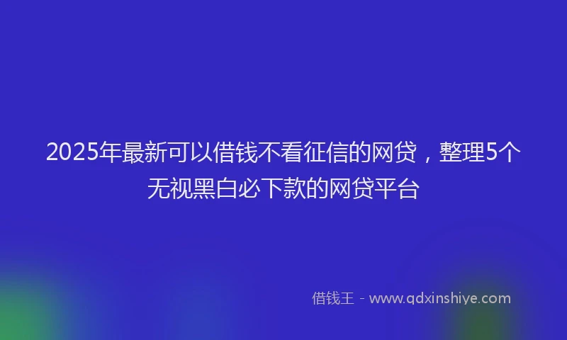 2025年最新可以借钱不看征信的网贷，整理5个无视黑白必下款的网贷平台