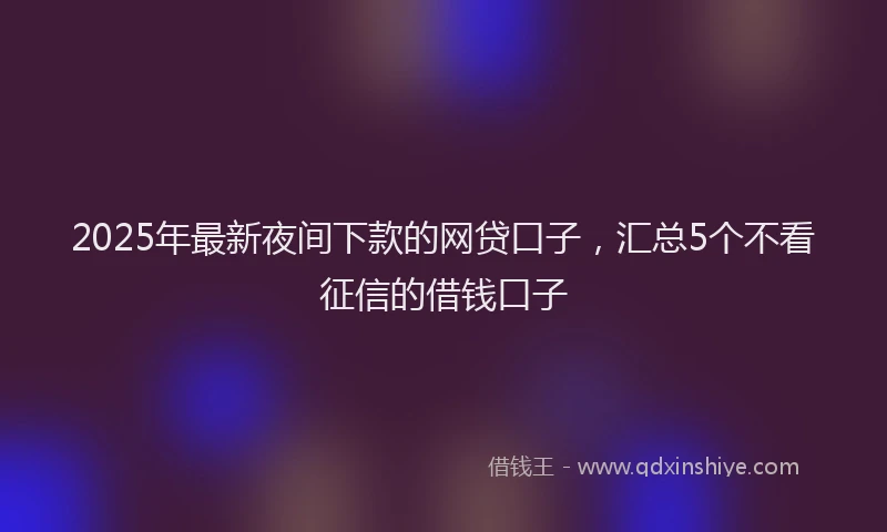 2025年最新夜间下款的网贷口子，汇总5个不看征信的借钱口子
