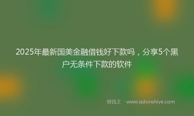 2025年最新国美金融借钱好下款吗，分享5个黑户无条件下款的软件
