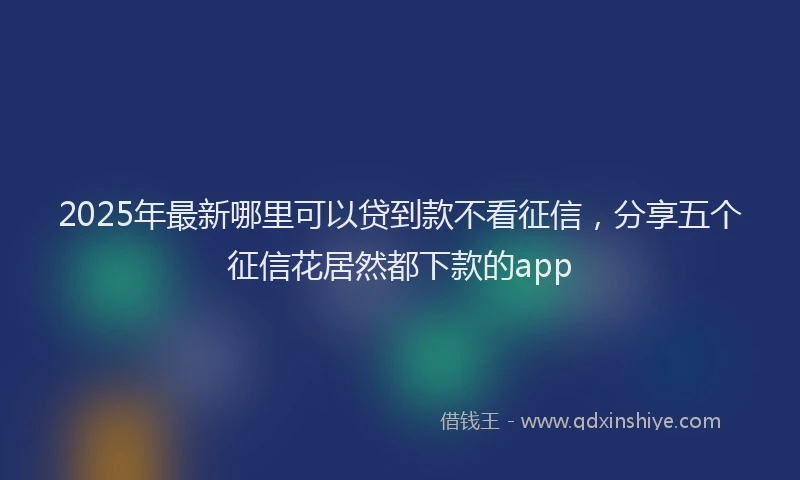 2025年最新哪里可以贷到款不看征信，分享五个征信花居然都下款的app