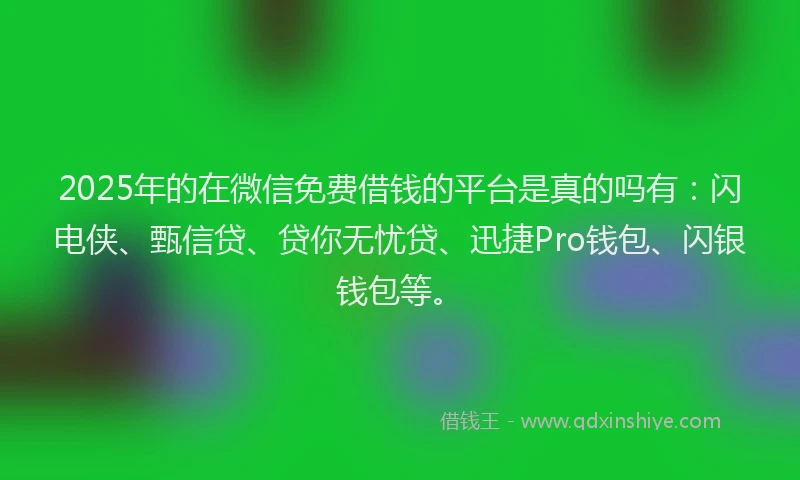 2025年的在微信免费借钱的平台是真的吗有：闪电侠、甄信贷、贷你无忧贷、迅捷Pro钱包、闪银钱包等。
