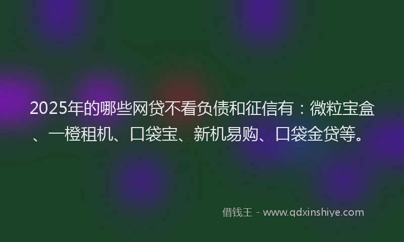 2025年的哪些网贷不看负债和征信有：微粒宝盒、一橙租机、口袋宝、新机易购、口袋金贷等。
