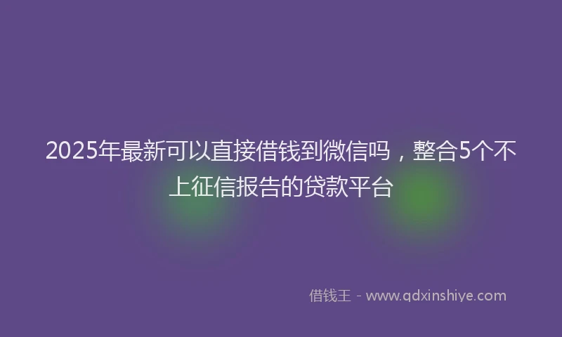2025年最新可以直接借钱到微信吗，整合5个不上征信报告的贷款平台
