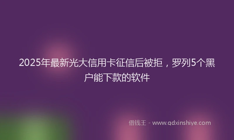 2025年最新光大信用卡征信后被拒，罗列5个黑户能下款的软件