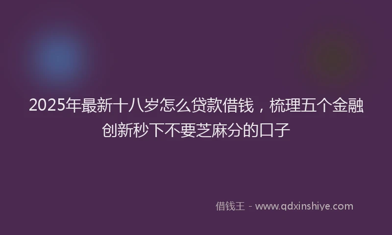 2025年最新十八岁怎么贷款借钱，梳理五个金融创新秒下不要芝麻分的口子