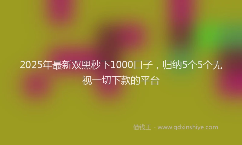 2025年最新双黑秒下1000口子，归纳5个5个无视一切下款的平台