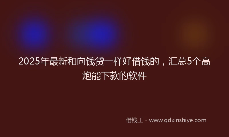 2025年最新和向钱贷一样好借钱的，汇总5个高炮能下款的软件