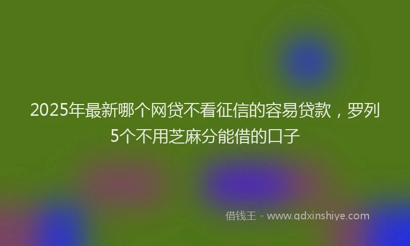 2025年最新哪个网贷不看征信的容易贷款，罗列5个不用芝麻分能借的口子