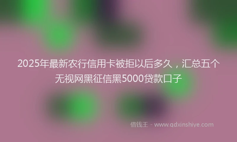 2025年最新农行信用卡被拒以后多久，汇总五个无视网黑征信黑5000贷款口子