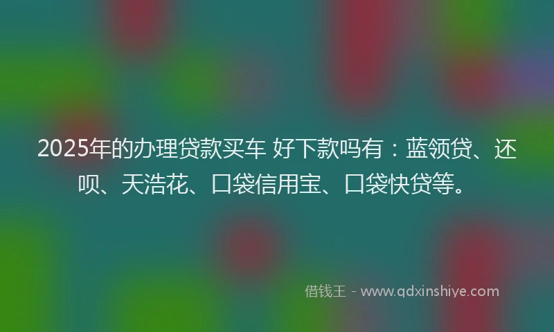 2025年的办理贷款买车 好下款吗有：蓝领贷、还呗、天浩花、口袋信用宝、口袋快贷等。