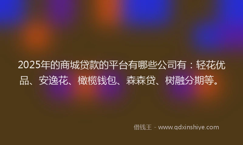 2025年的商城贷款的平台有哪些公司有：轻花优品、安逸花、橄榄钱包、森森贷、树融分期等。