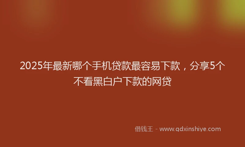 2025年最新哪个手机贷款最容易下款，分享5个不看黑白户下款的网贷