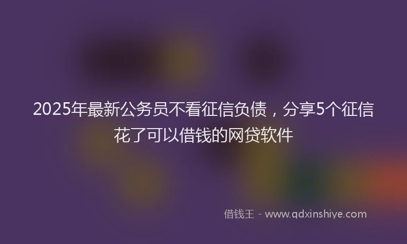 2025年最新公务员不看征信负债，分享5个征信花了可以借钱的网贷软件