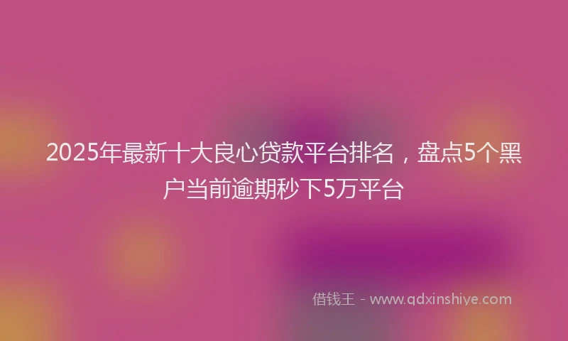 2025年最新十大良心贷款平台排名，盘点5个黑户当前逾期秒下5万平台