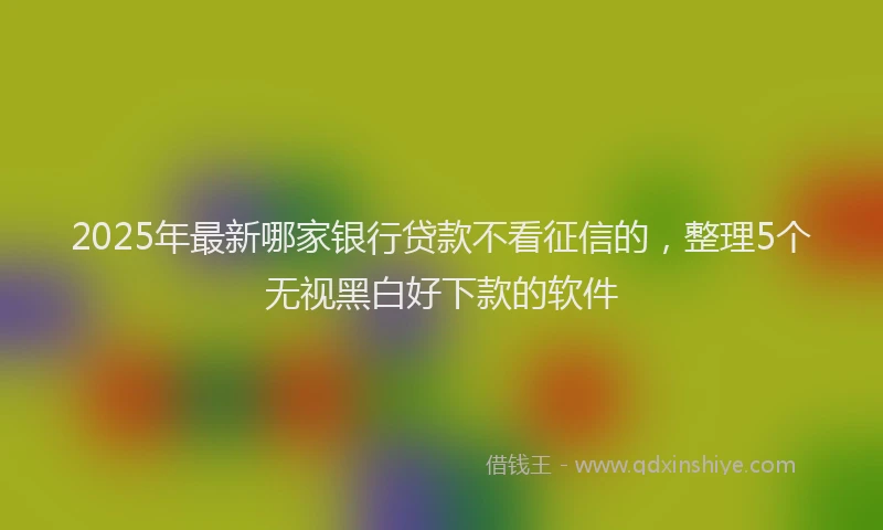 2025年最新哪家银行贷款不看征信的，整理5个无视黑白好下款的软件