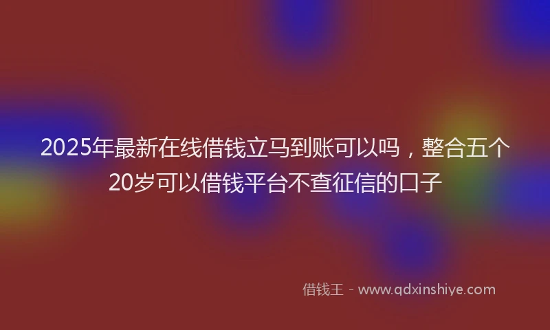 2025年最新在线借钱立马到账可以吗，整合五个20岁可以借钱平台不查征信的口子