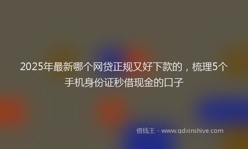 2025年最新哪个网贷正规又好下款的，梳理5个手机身份证秒借现金的口子