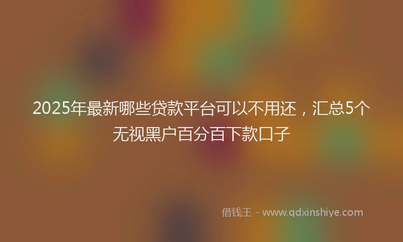 2025年最新哪些贷款平台可以不用还，汇总5个无视黑户百分百下款口子