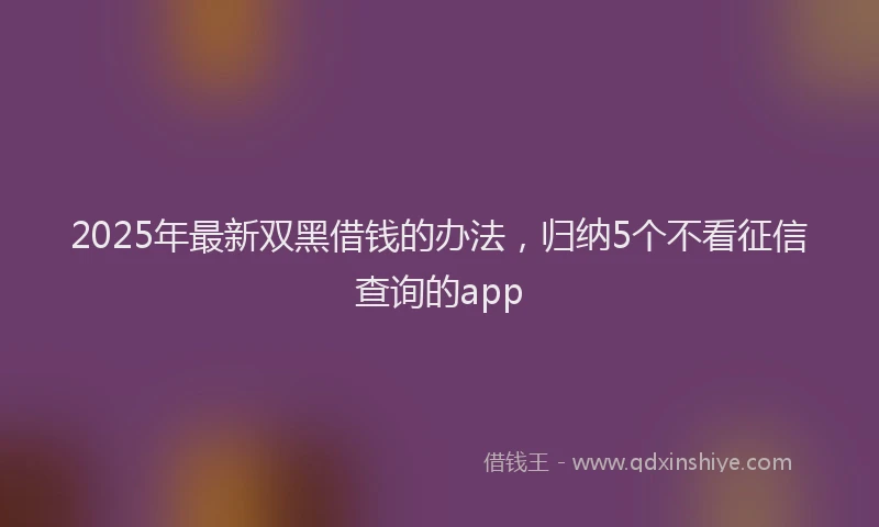 2025年最新双黑借钱的办法，归纳5个不看征信查询的app