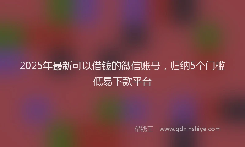 2025年最新可以借钱的微信账号，归纳5个门槛低易下款平台