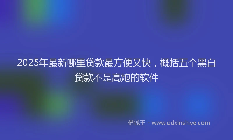 2025年最新哪里贷款最方便又快，概括五个黑白贷款不是高炮的软件