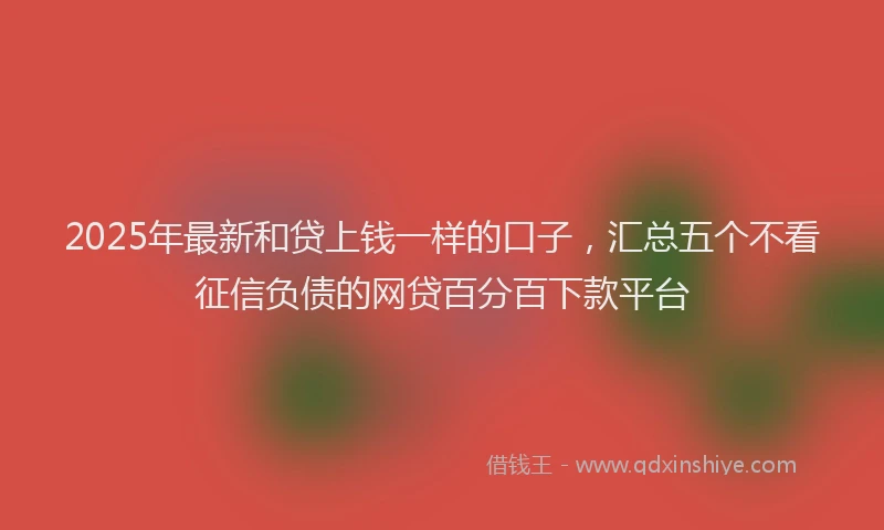 2025年最新和贷上钱一样的口子，汇总五个不看征信负债的网贷百分百下款平台