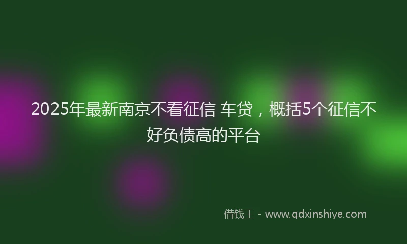 2025年最新南京不看征信 车贷，概括5个征信不好负债高的平台