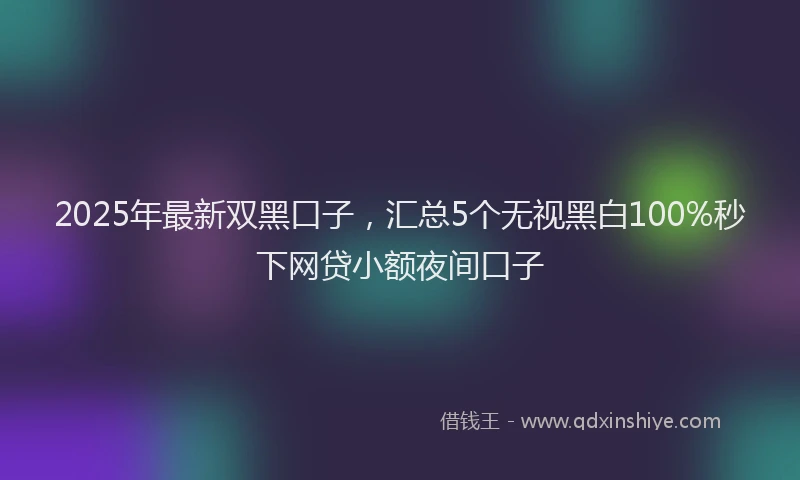 2025年最新双黑口子，汇总5个无视黑白100%秒下网贷小额夜间口子
