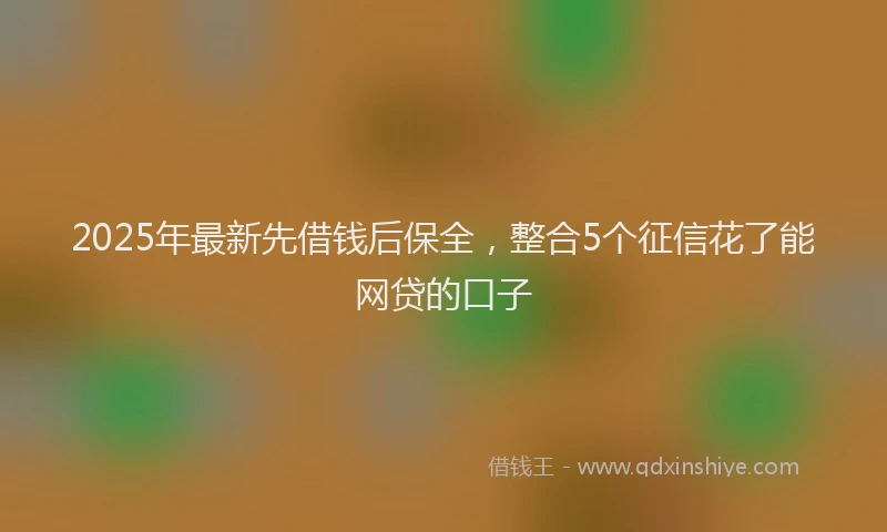 2025年最新先借钱后保全，整合5个征信花了能网贷的口子