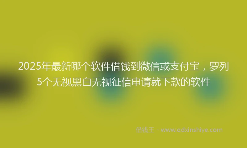 2025年最新哪个软件借钱到微信或支付宝，罗列5个无视黑白无视征信申请就下款的软件