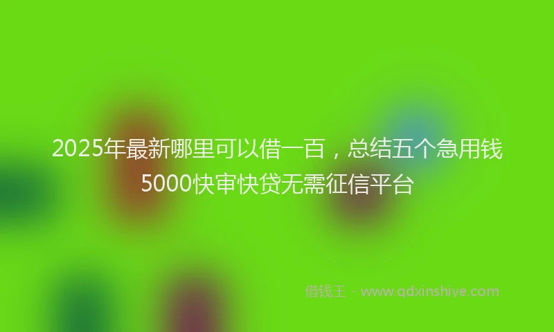 2025年最新哪里可以借一百，总结五个急用钱5000快审快贷无需征信平台