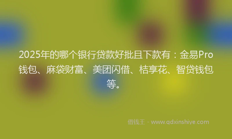 2025年的哪个银行贷款好批且下款有：金易Pro钱包、麻袋财富、美团闪借、桔享花、智贷钱包等。