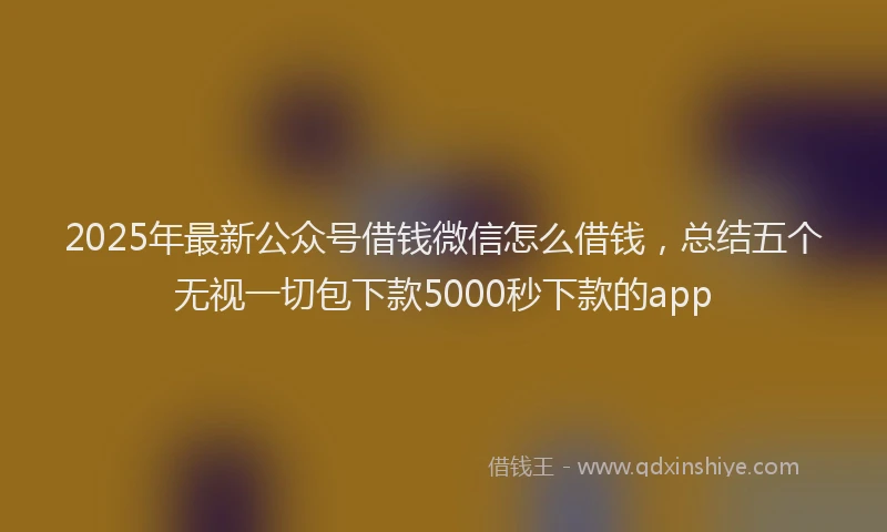 2025年最新公众号借钱微信怎么借钱，总结五个无视一切包下款5000秒下款的app