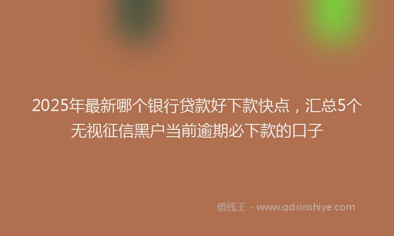 2025年最新哪个银行贷款好下款快点，汇总5个无视征信黑户当前逾期必下款的口子