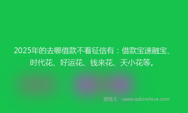 2025年的去哪借款不看征信有：借款宝速融宝、时代花、好运花、钱来花、天小花等。
