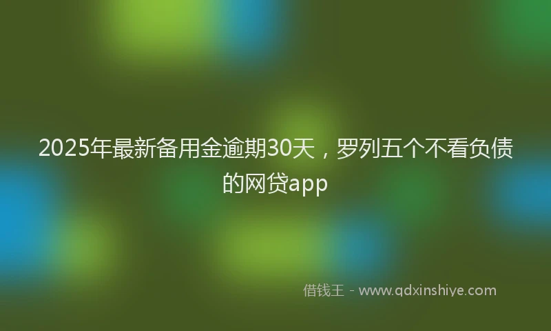 2025年最新备用金逾期30天，罗列五个不看负债的网贷app