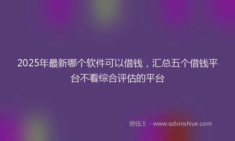 2025年最新哪个软件可以借钱，汇总五个借钱平台不看综合评估的平台
