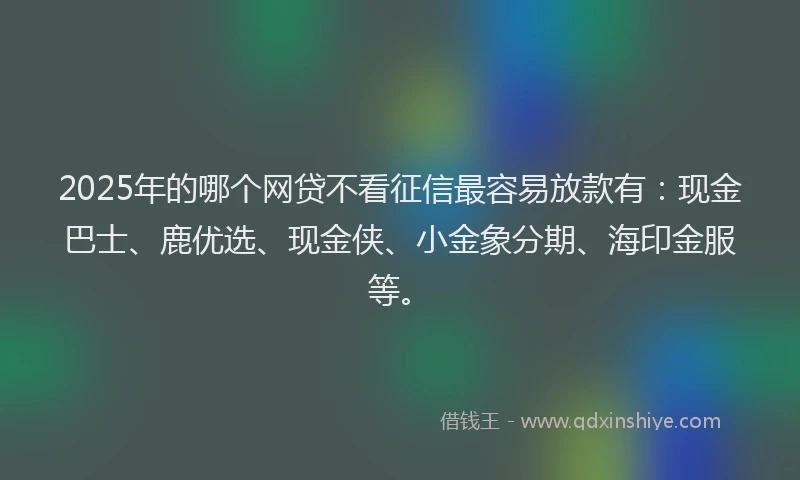 2025年的哪个网贷不看征信最容易放款有：现金巴士、鹿优选、现金侠、小金象分期、海印金服等。