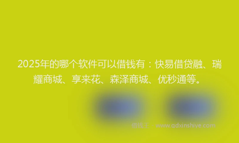 2025年的哪个软件可以借钱有：快易借贷融、瑞耀商城、享来花、森泽商城、优秒通等。