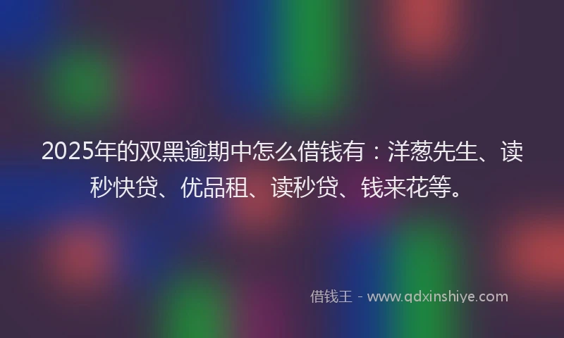 2025年的双黑逾期中怎么借钱有：洋葱先生、读秒快贷、优品租、读秒贷、钱来花等。