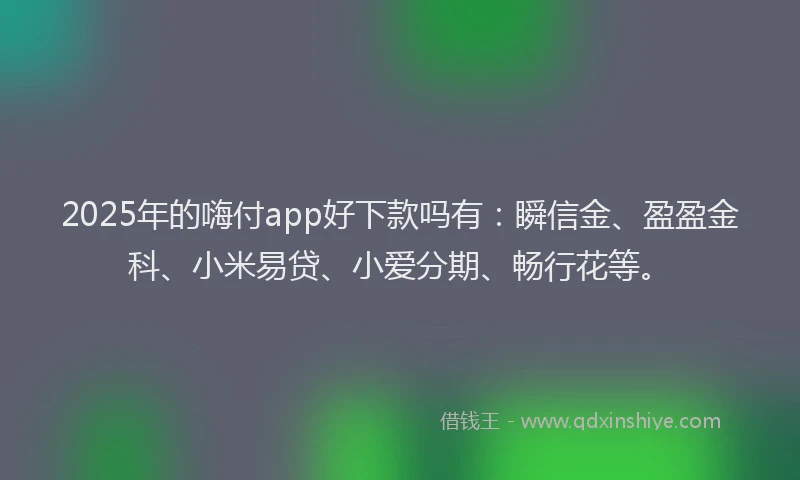 2025年的嗨付app好下款吗有：瞬信金、盈盈金科、小米易贷、小爱分期、畅行花等。