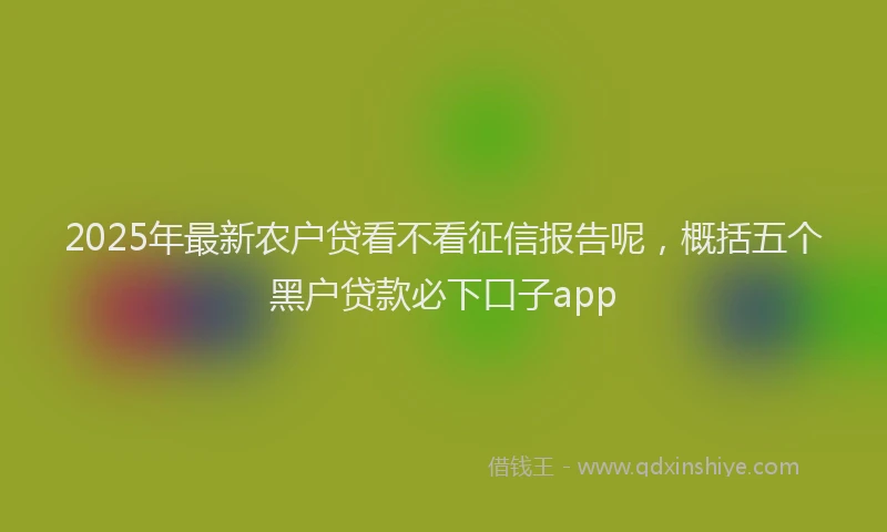 2025年最新农户贷看不看征信报告呢，概括五个黑户贷款必下口子app