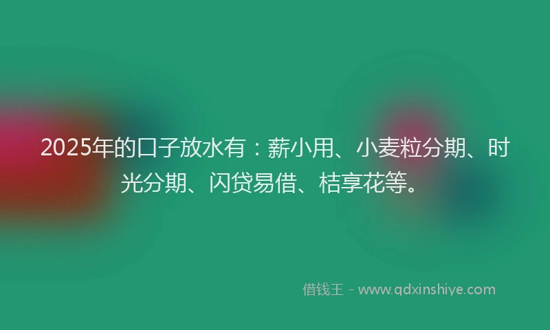 2025年的口子放水有：薪小用、小麦粒分期、时光分期、闪贷易借、桔享花等。