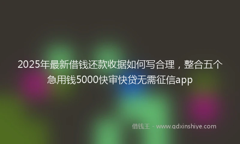 2025年最新借钱还款收据如何写合理，整合五个急用钱5000快审快贷无需征信app