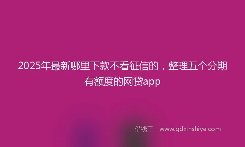2025年最新哪里下款不看征信的，整理五个分期有额度的网贷app