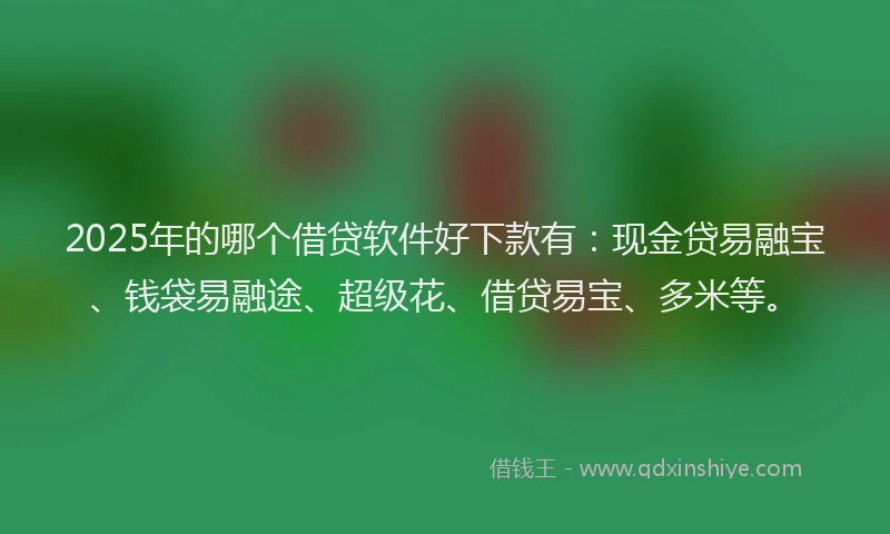 2025年的哪个借贷软件好下款有：现金贷易融宝、钱袋易融途、超级花、借贷易宝、多米等。