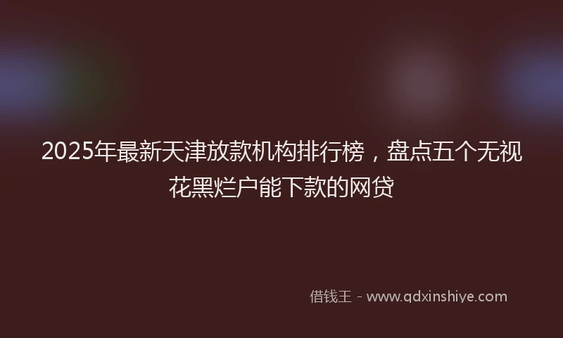 2025年最新天津放款机构排行榜，盘点五个无视花黑烂户能下款的网贷