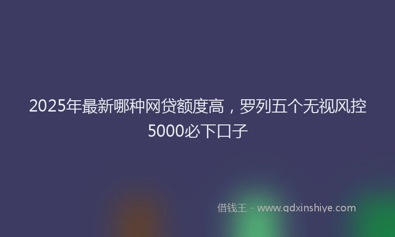 2025年最新哪种网贷额度高，罗列五个无视风控5000必下口子