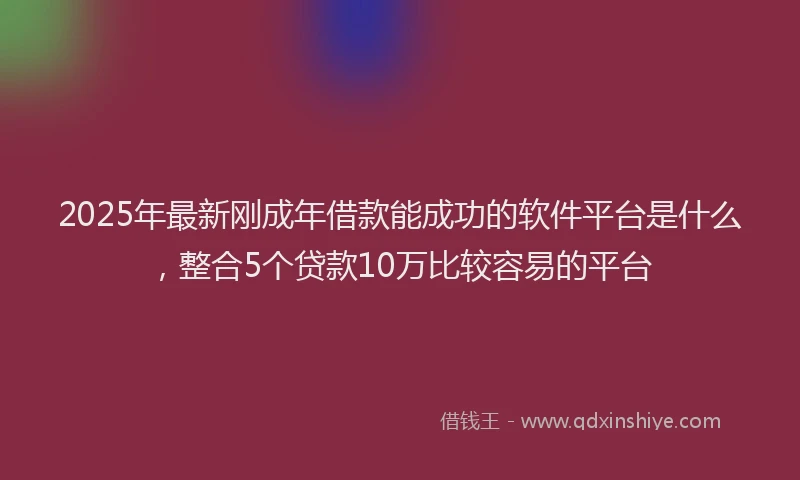2025年最新刚成年借款能成功的软件平台是什么，整合5个贷款10万比较容易的平台