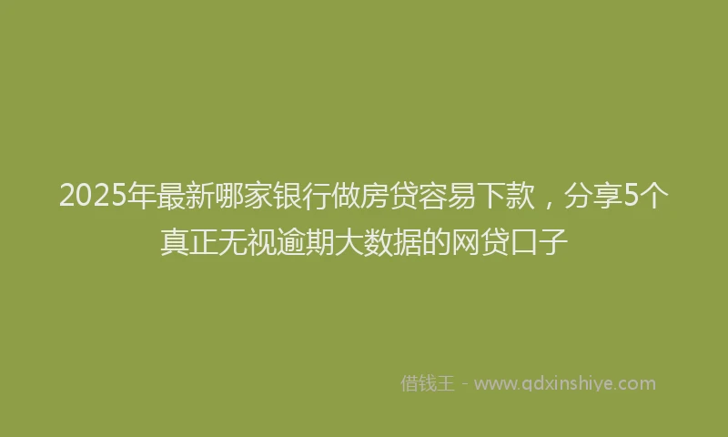 2025年最新哪家银行做房贷容易下款，分享5个真正无视逾期大数据的网贷口子